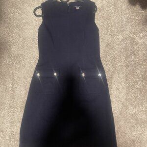 Tommy Hilfiger Sleeveless Navy Shift Dress Button Pockets – Size 4 - Worn Once